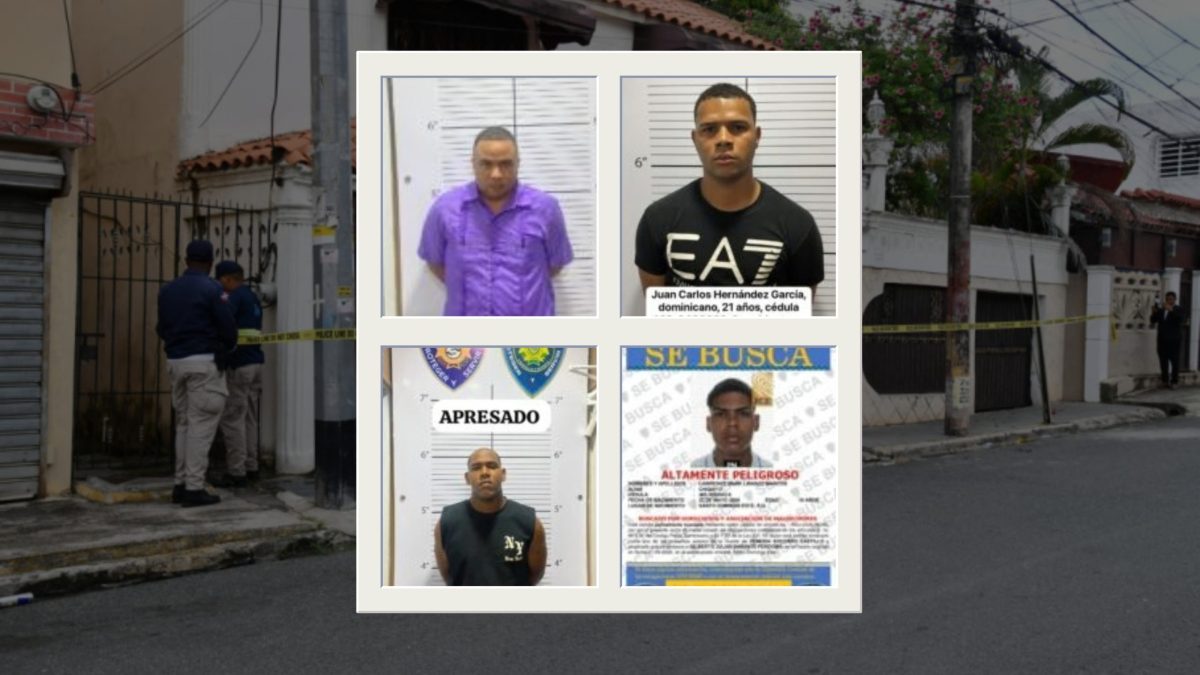 Agentes de la Policía Nacional frente a la residencia de Julián Oro Duro en Santo Domingo durante las investigaciones del caso
