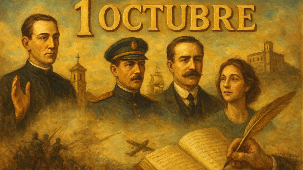 Calendario con la fecha 1 de octubre destacada junto a hitos históricos de República Dominicana y el mundo