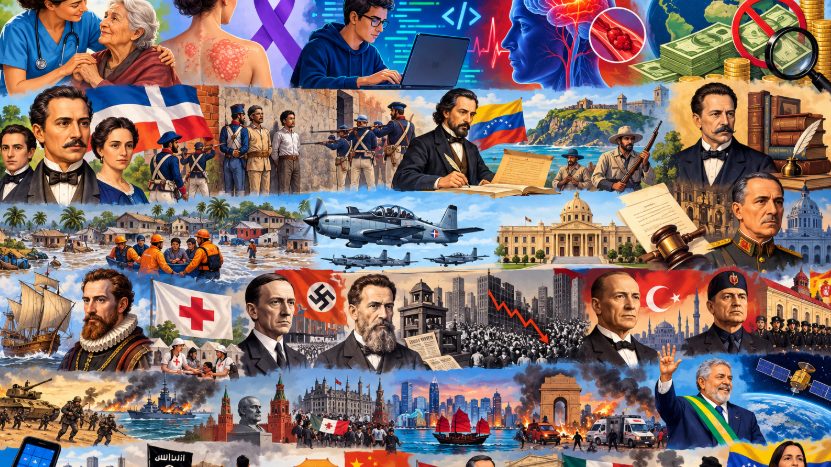 Página de calendario mostrando el 29 de octubre con referencias a fechas históricas dominicanas e internacionales