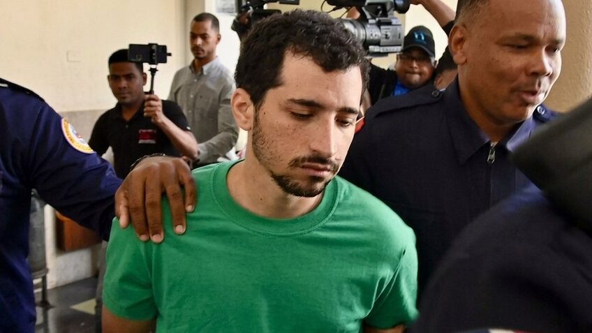 Jean Andrés Pumarol en sala de tribunal del Distrito Nacional, caso por ataque en Naco
