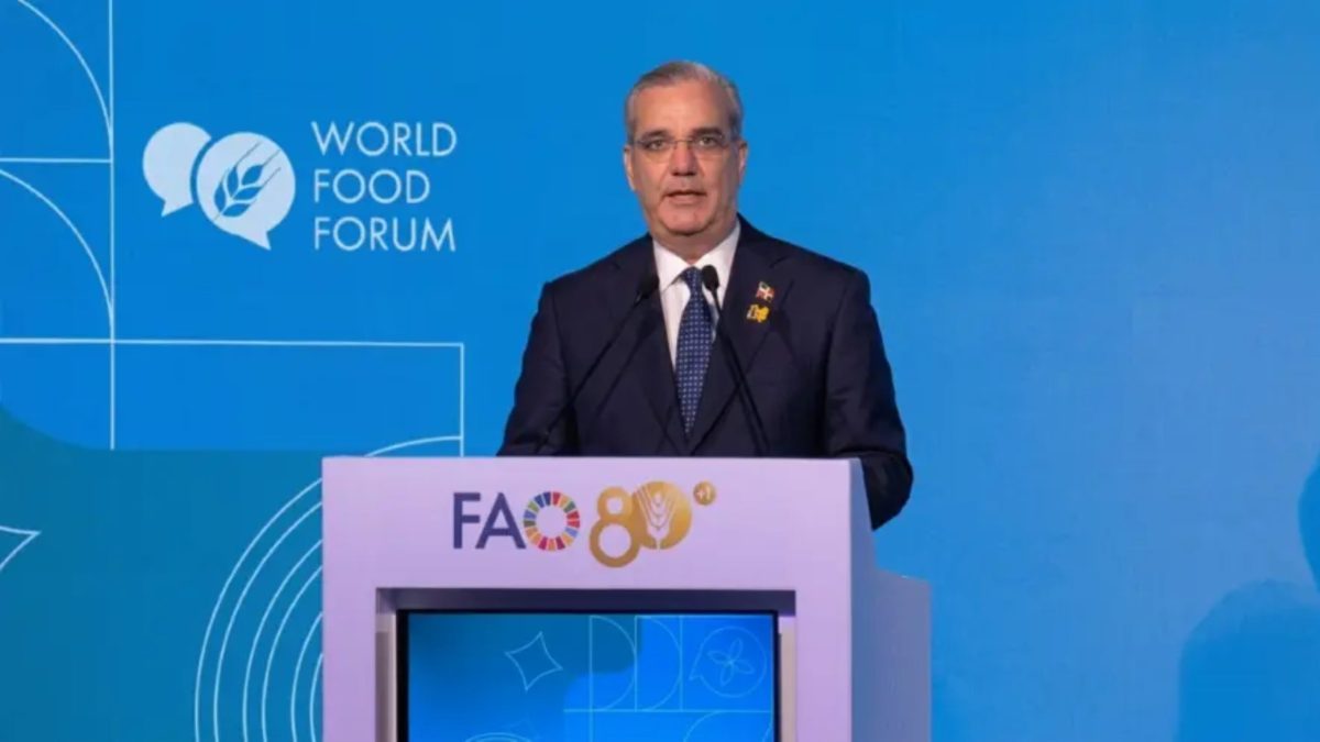 Presidente Luis Abinader hablando ante la FAO en Roma sobre la salida de República Dominicana del mapa del hambre