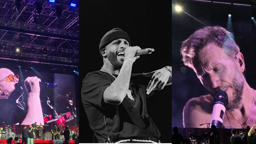 Nicky Jam en el escenario del Centro Olímpico Félix Sánchez en Santo Domingo durante su concierto