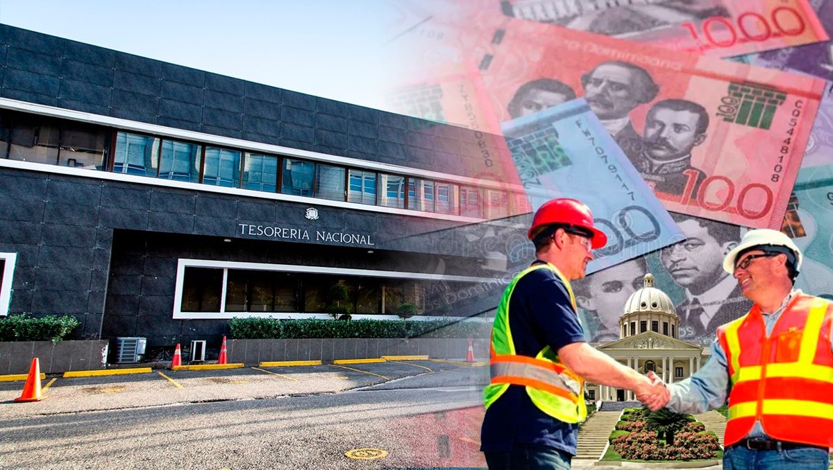 Edificio de la Tesorería Nacional de República Dominicana con documentos de pago a proveedores del Estado
