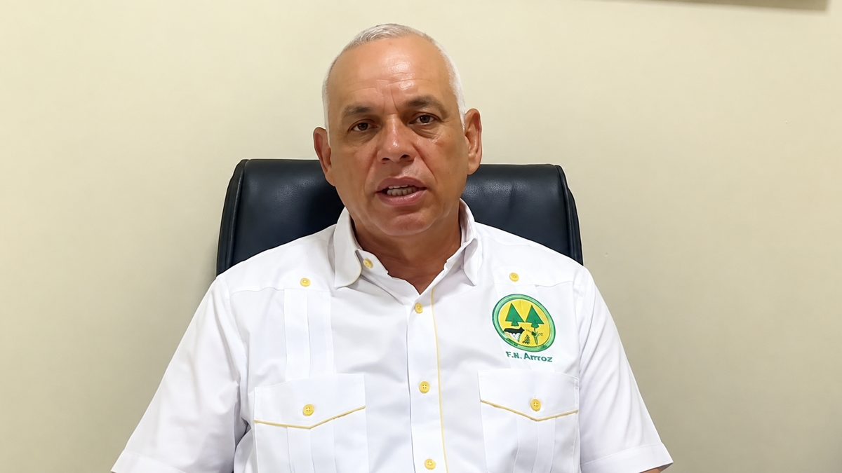 Marcos Rodríguez, presidente de Fenarroz, hablando sobre la protección al arroz dominicano y el Decreto 693-24