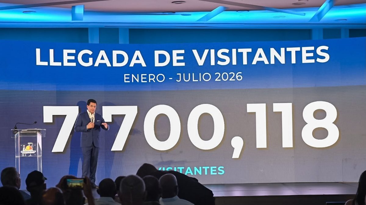 Ministro David Collado presentando estadísticas de turismo en República Dominicana con cifra récord de 7.7 millones de visitantes