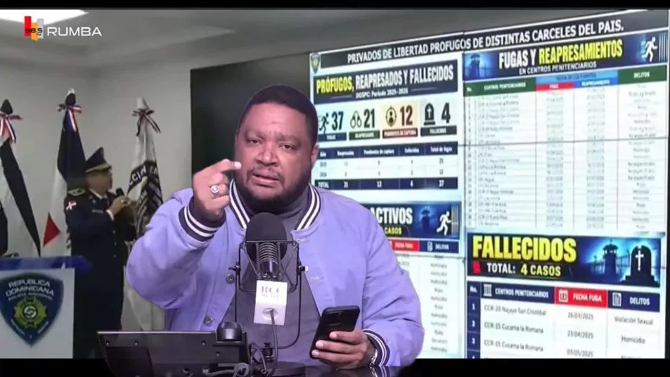 Mario Herrera, coordinador de El Rumbo de la Mañana, durante comentario radial sobre seguridad ciudadana en República Dominicana