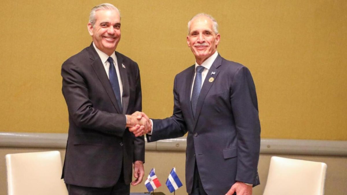 Presidentes Luis Abinader y Nasry Asfura Zablah durante visita de Estado en República Dominicana